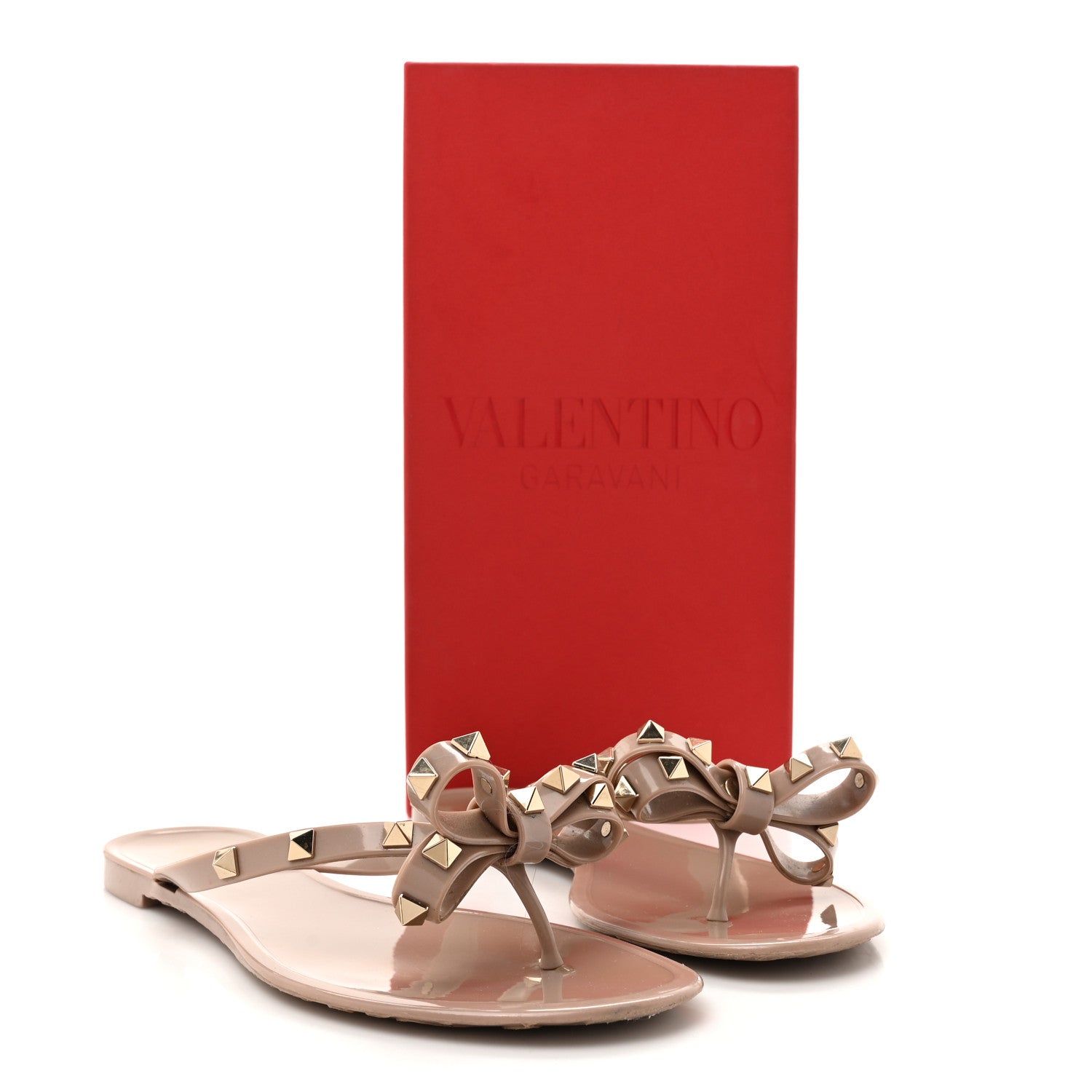 Valentino Garavani PVC Jelly Rockstud Bow Thong Sandals 38 Poudre 9 of 9