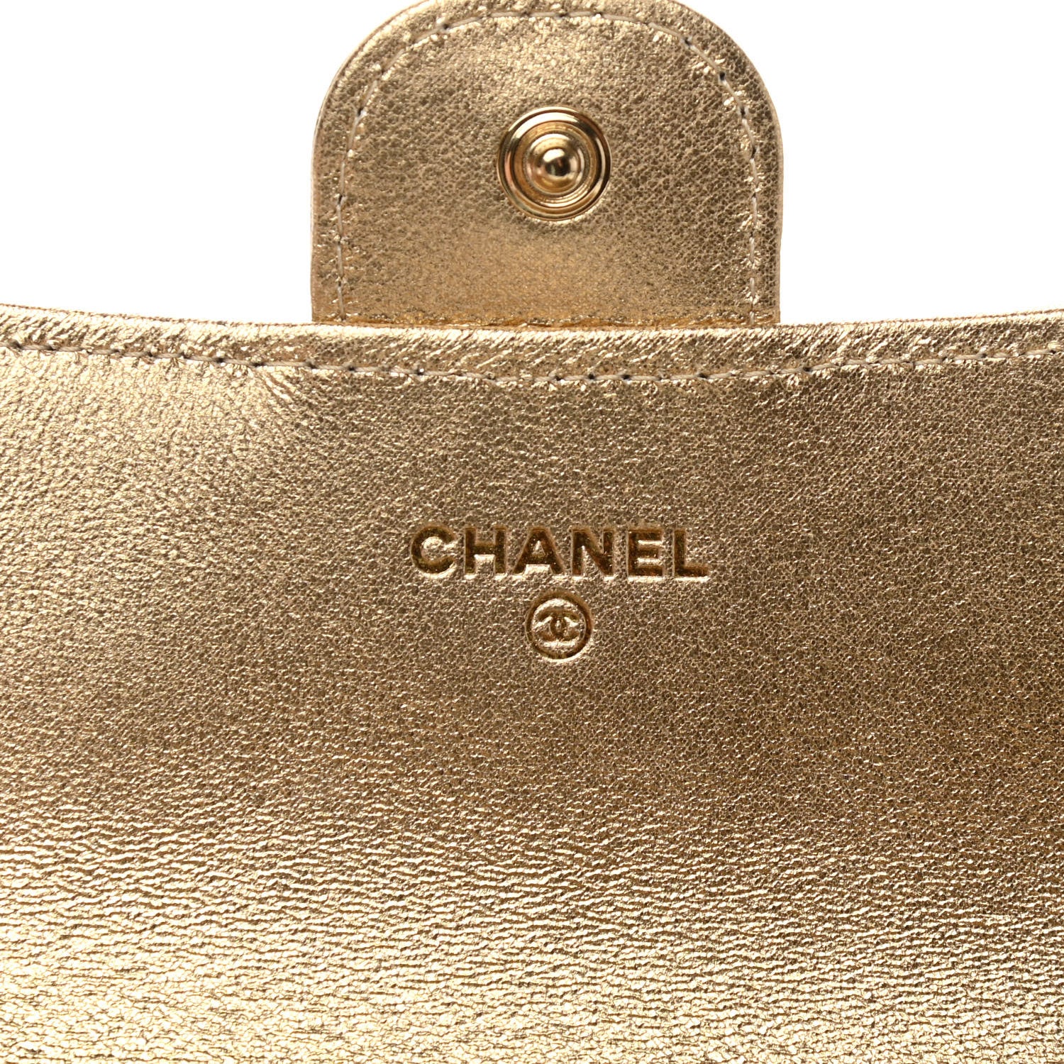 Chanel Metallic Lambskin Quilted Large Gusset Flap Wallet Gold 6 of 9