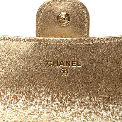 Chanel Metallic Lambskin Quilted Large Gusset Flap Wallet Gold 6 of 9