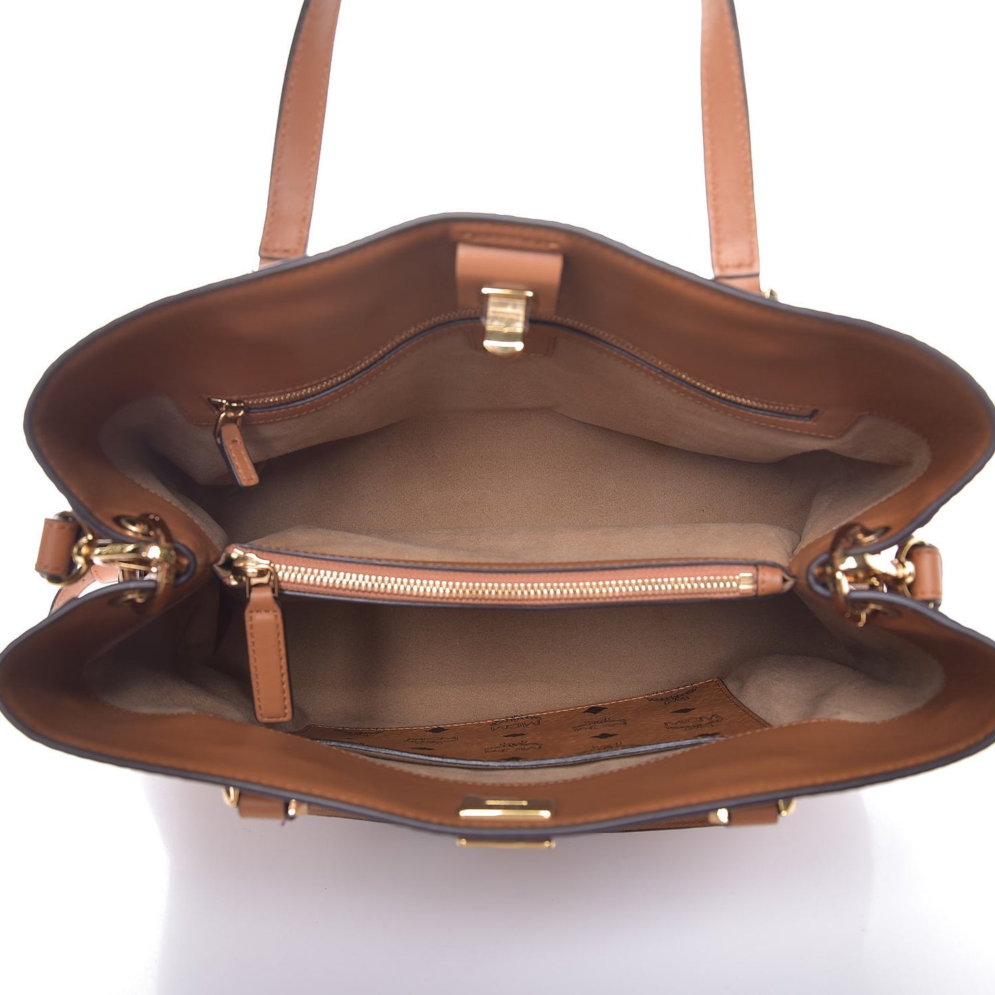 Visetos Studded Medium Tote Cognac