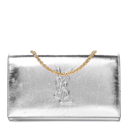 Saint Laurent Metallic Calfskin Monogram Belle de Jour Chain Clutch Silver 1 of 4