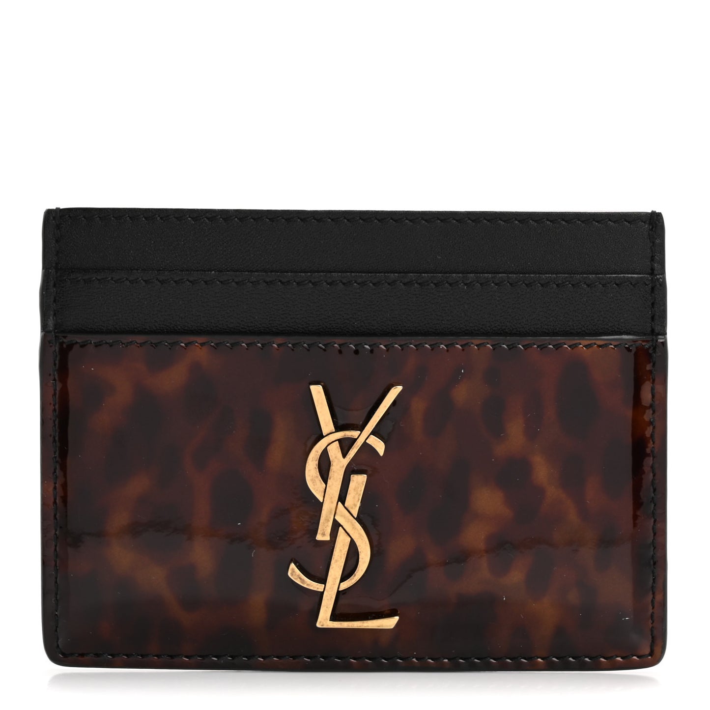Patent Monogram Credit Card Case Tortoiseshell
