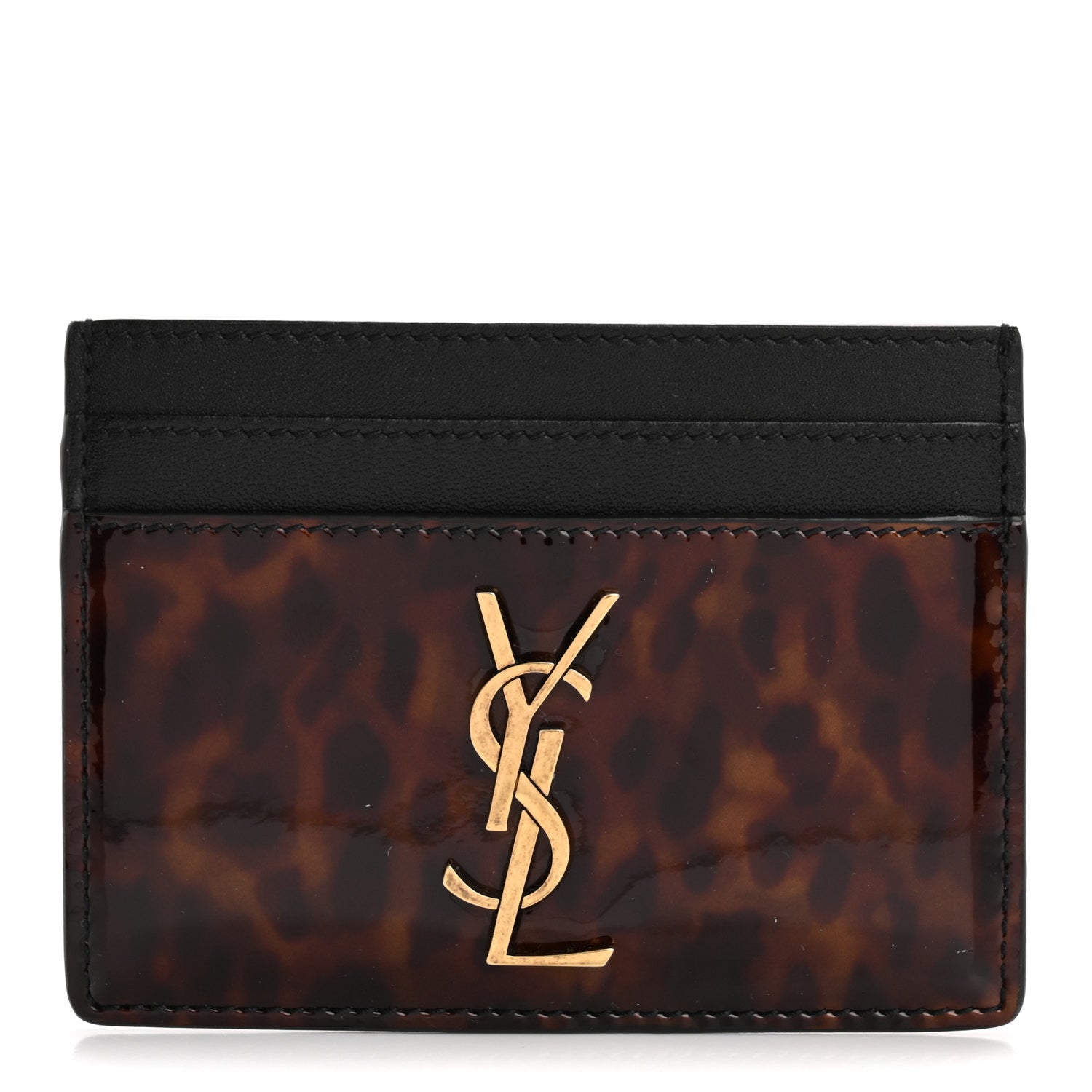 Saint Laurent Patent Monogram Credit Card Case Tortoiseshell 1 of 11