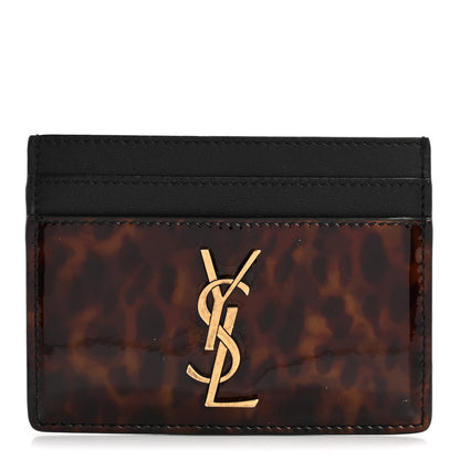 Saint Laurent Patent Monogram Credit Card Case Tortoiseshell 1 of 11