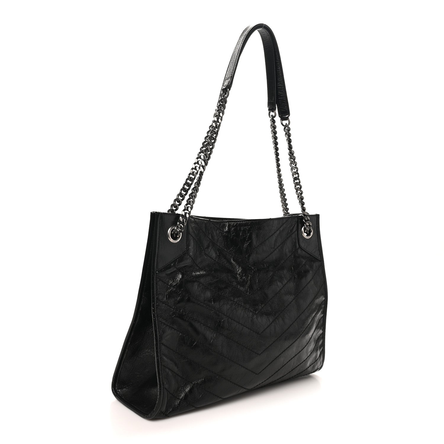 Saint Laurent Crinkled Calfskin Matelasse Monogram Medium Niki Shopper Tote Black 3 of 10