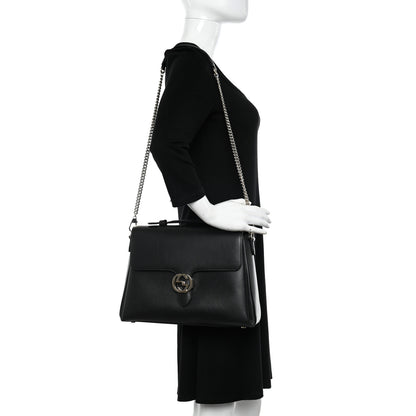 Gucci Dollar Calfskin Medium Interlocking G Top Handle Shoulder Bag Black 2 of 10