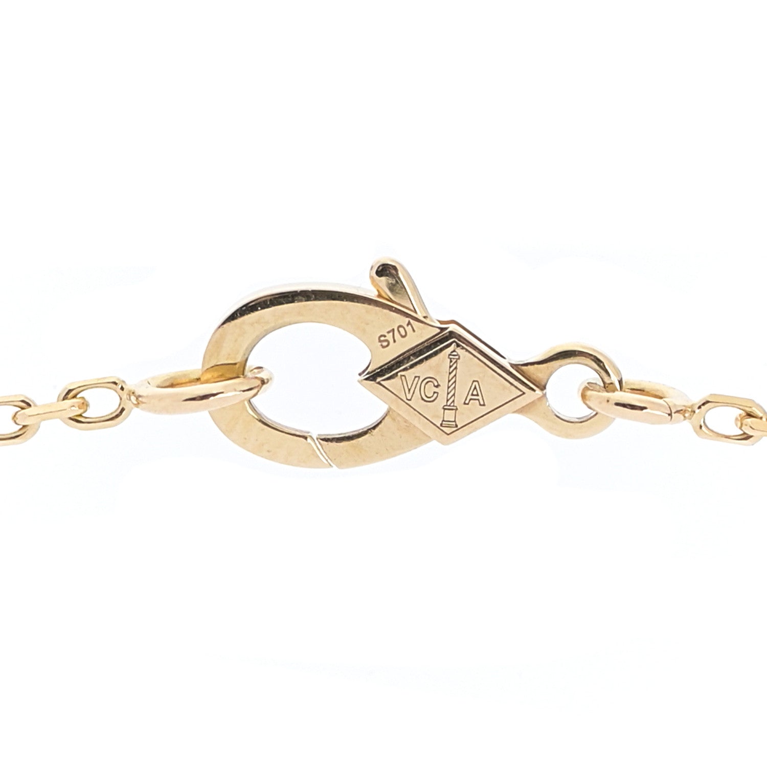 Van Cleef & Arpels 18K Yellow Gold Mother of Pearl Vintage Alhambra Pendant Necklace 4 of 7