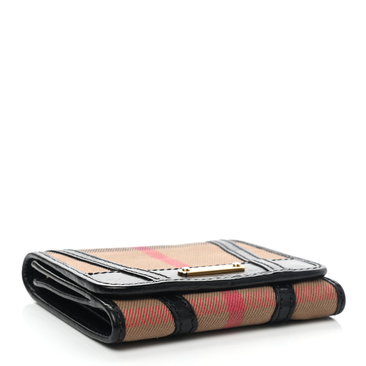 Bridle Calfskin House Check Medium Leighton Wallet Black