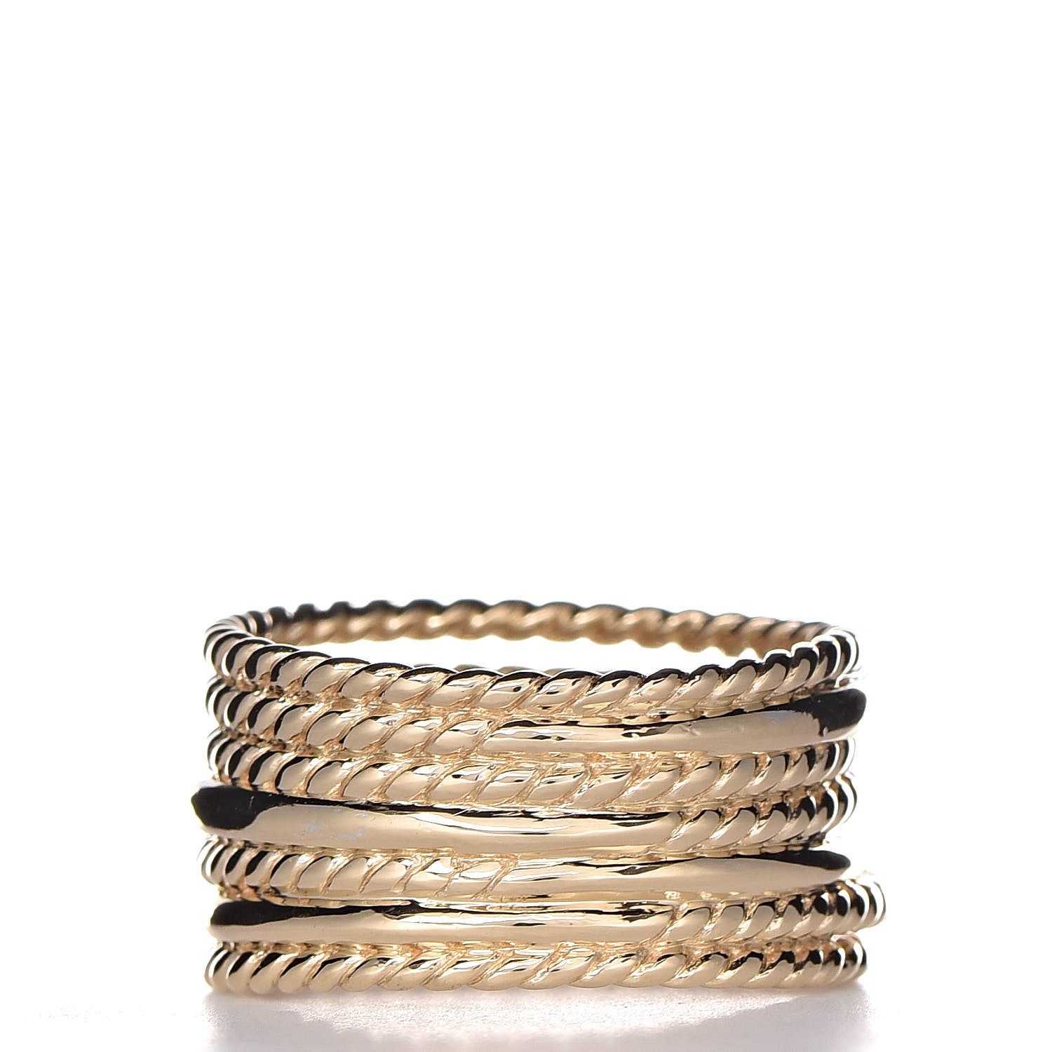 David Yurman 18K Yellow Gold Diamond 11mm Wide Crossover Ring 54 6.75 4 of 5