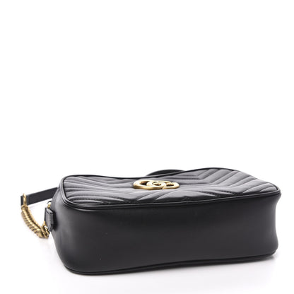 Gucci Calfskin Matelasse Small GG Marmont Chain Shoulder Bag Black 4 of 10