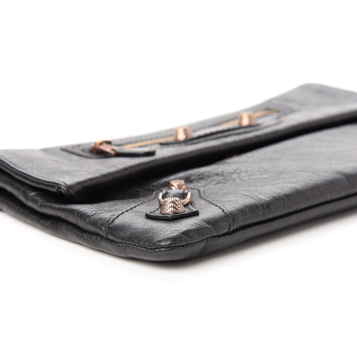Agneau Giant 12 Rose Gold Hardware Envelope Clutch Black
