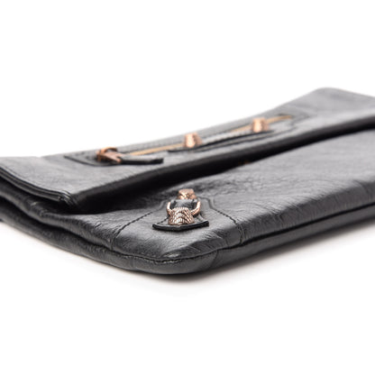 Balenciaga Agneau Giant 12 Rose Gold Hardware Envelope Clutch Black 6 of 10
