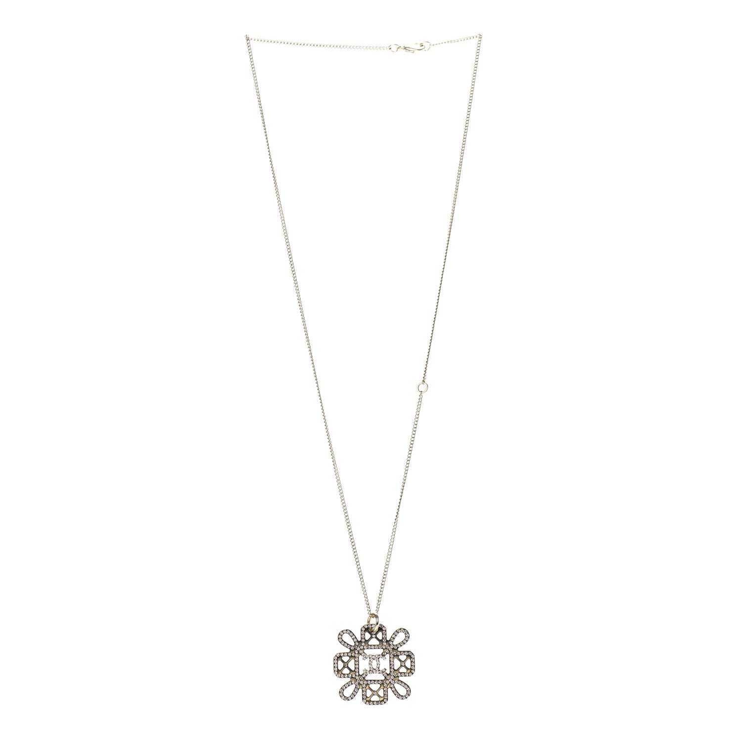 Chanel Crystal Strass Cross CC Necklace Gold 3 of 5