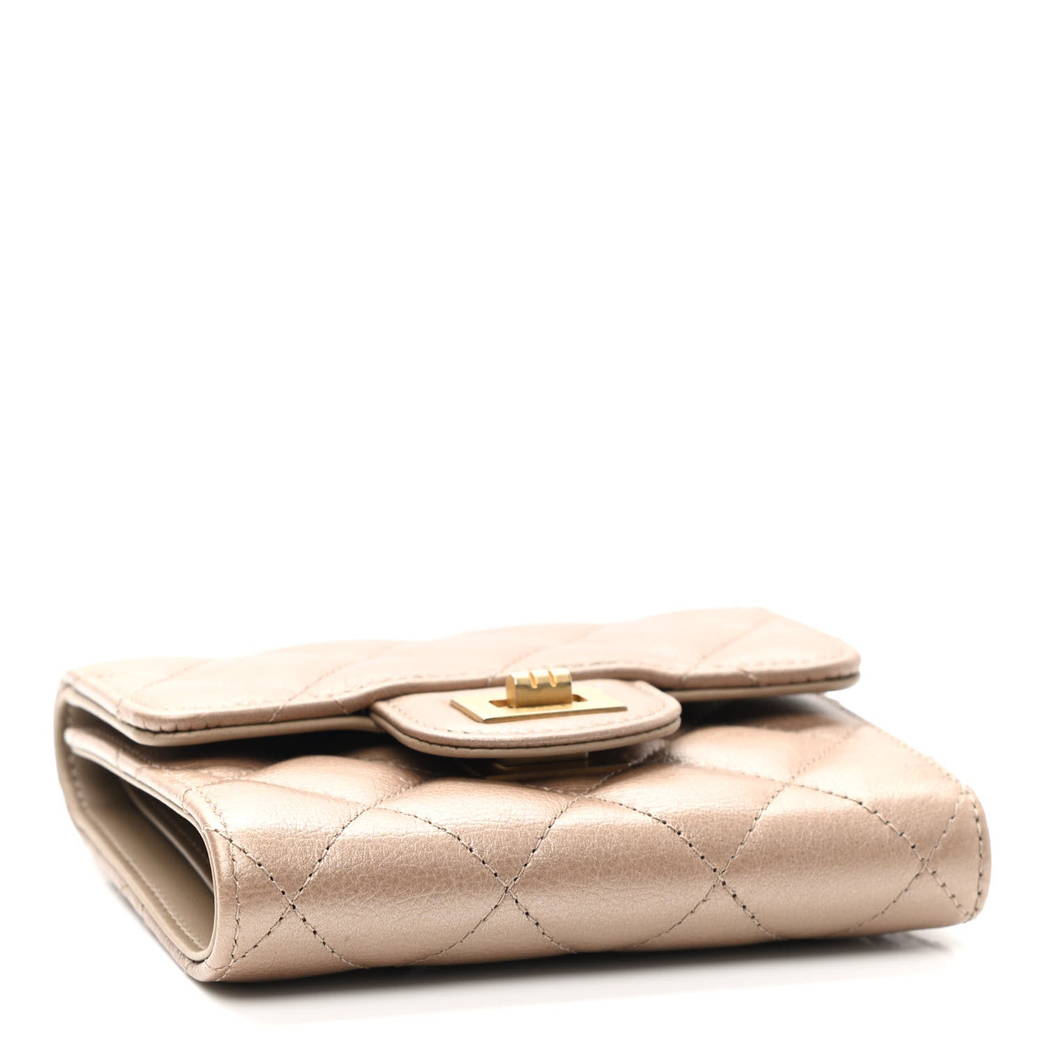 Chanel Metallic Calfskin Quilted 2.55 Reissue Compact Flap Wallet Gold 4 of 9