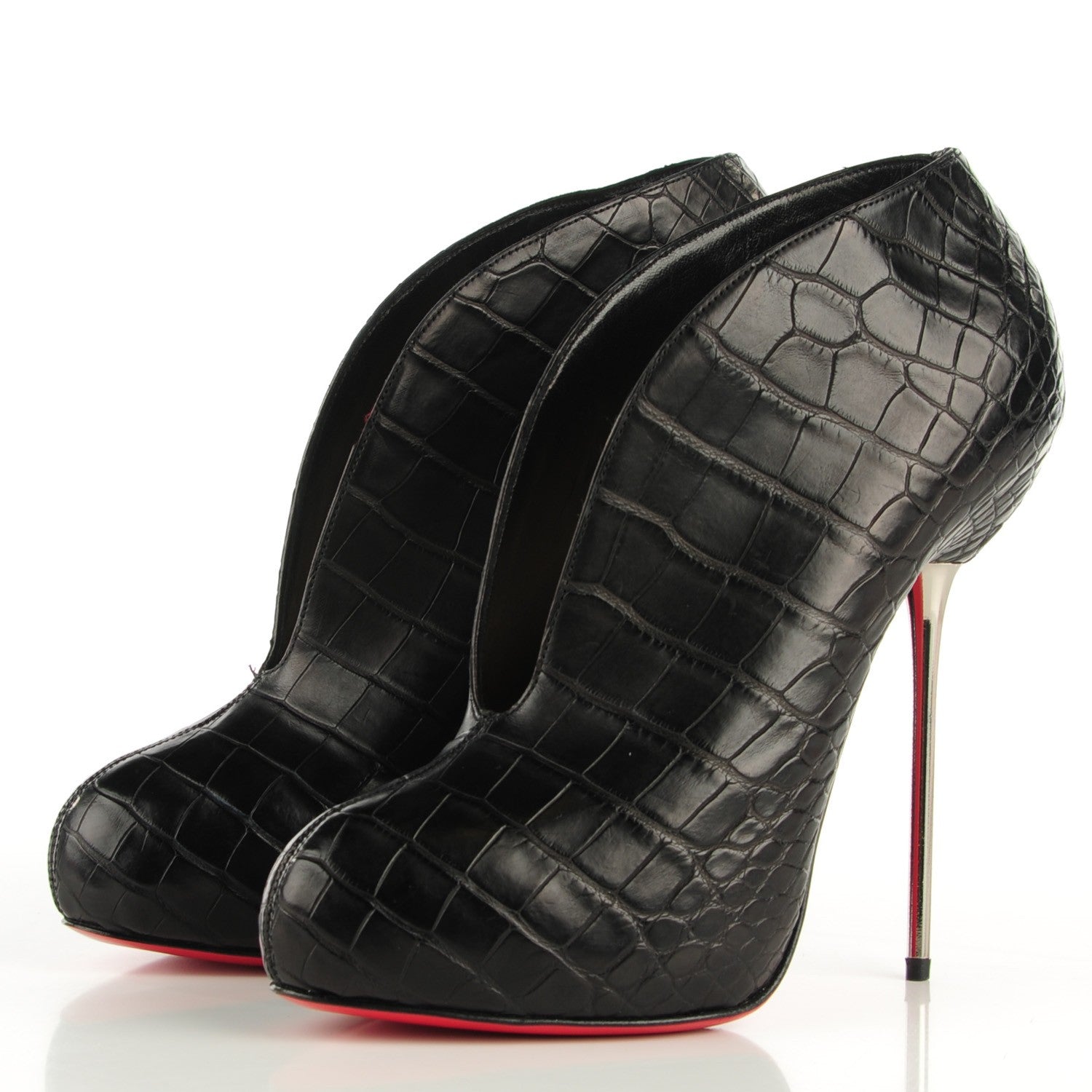 Christian Louboutin Matte Crocodile Fastissima 120 Booties 38.5 Black 3 of 7