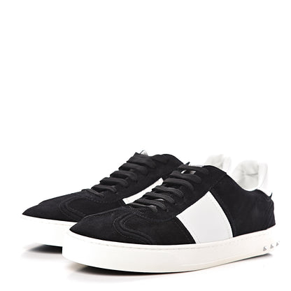 Valentino Garavani Suede Calfskin Mens Rockstud Flycrew Sneakers 43 Black White 3 of 10