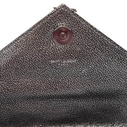 Saint Laurent Metallic Grain De Poudre Matelasse Chevron Monogram Medium College Bag Gunmetal 5 of 9