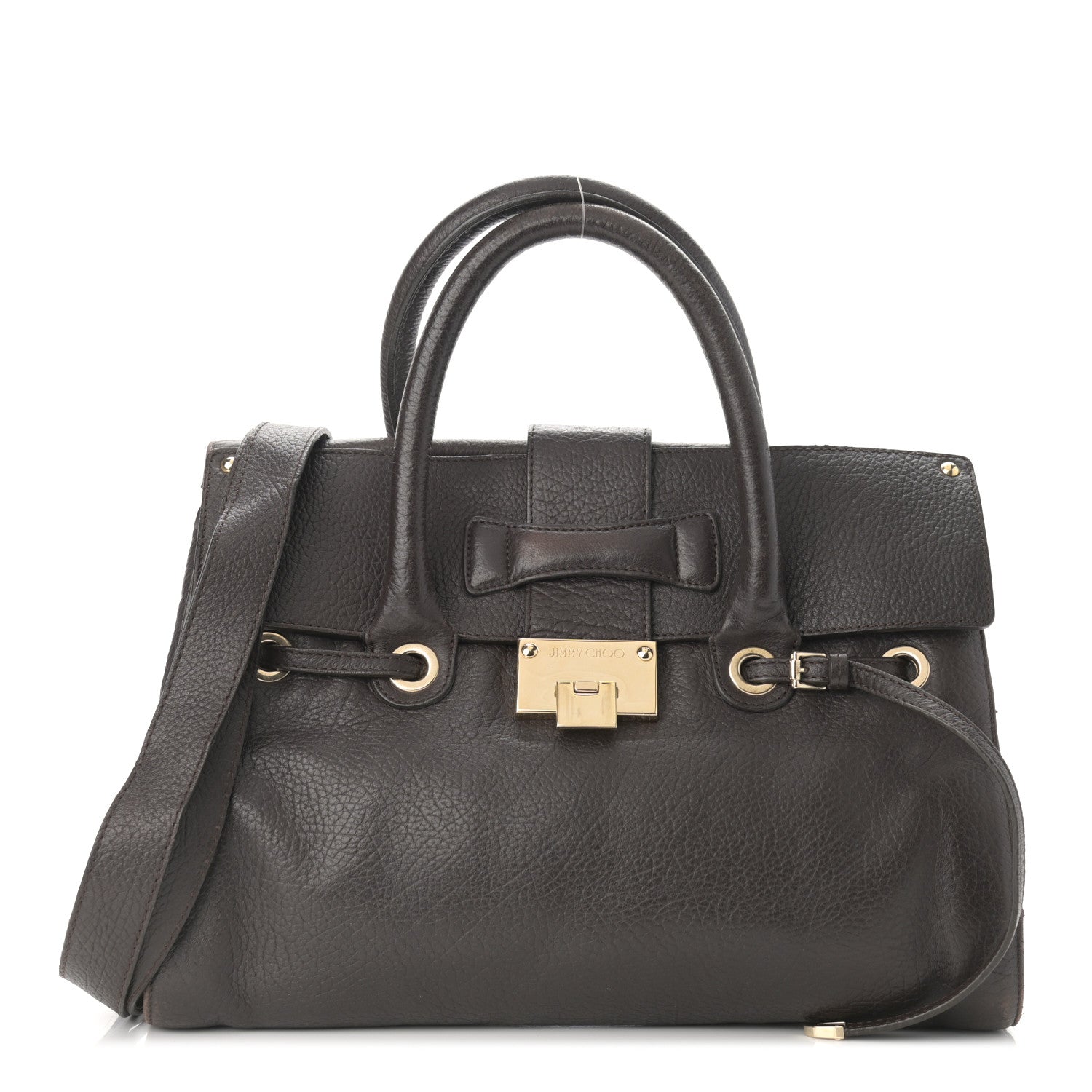 Jimmy Choo Grainy Calfskin Large Rosalie Satchel Grey 1 of 10