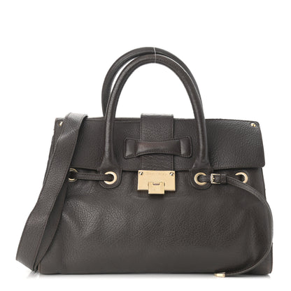 Jimmy Choo Grainy Calfskin Large Rosalie Satchel Grey 1 of 10