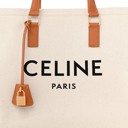 Celine Canvas Calfskin Horizontal Cabas Natural Tan 8 of 11