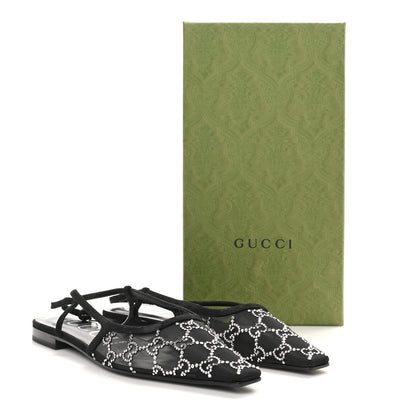 Gucci Tela Retino Kid Scamosciato Crystal GG Monogram Square Demi Ballet Flats 40 Black 9 of 9