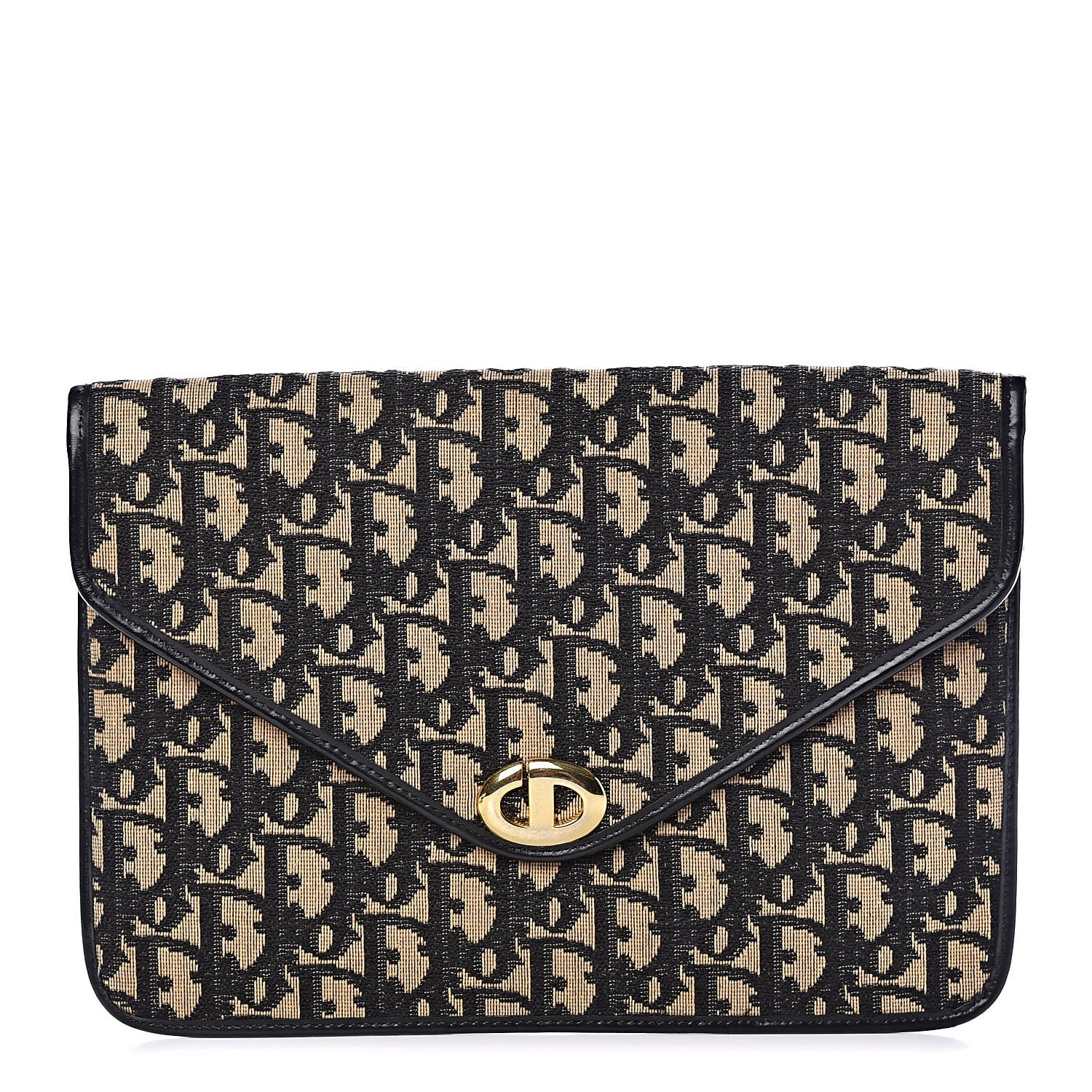 Christian Dior Monogram Envelope Flap Clutch Black 1 of 8