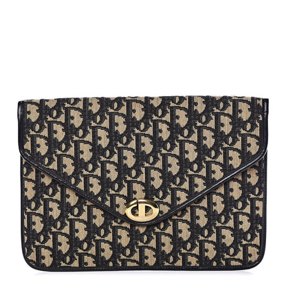 Christian Dior Monogram Envelope Flap Clutch Black 1 of 8