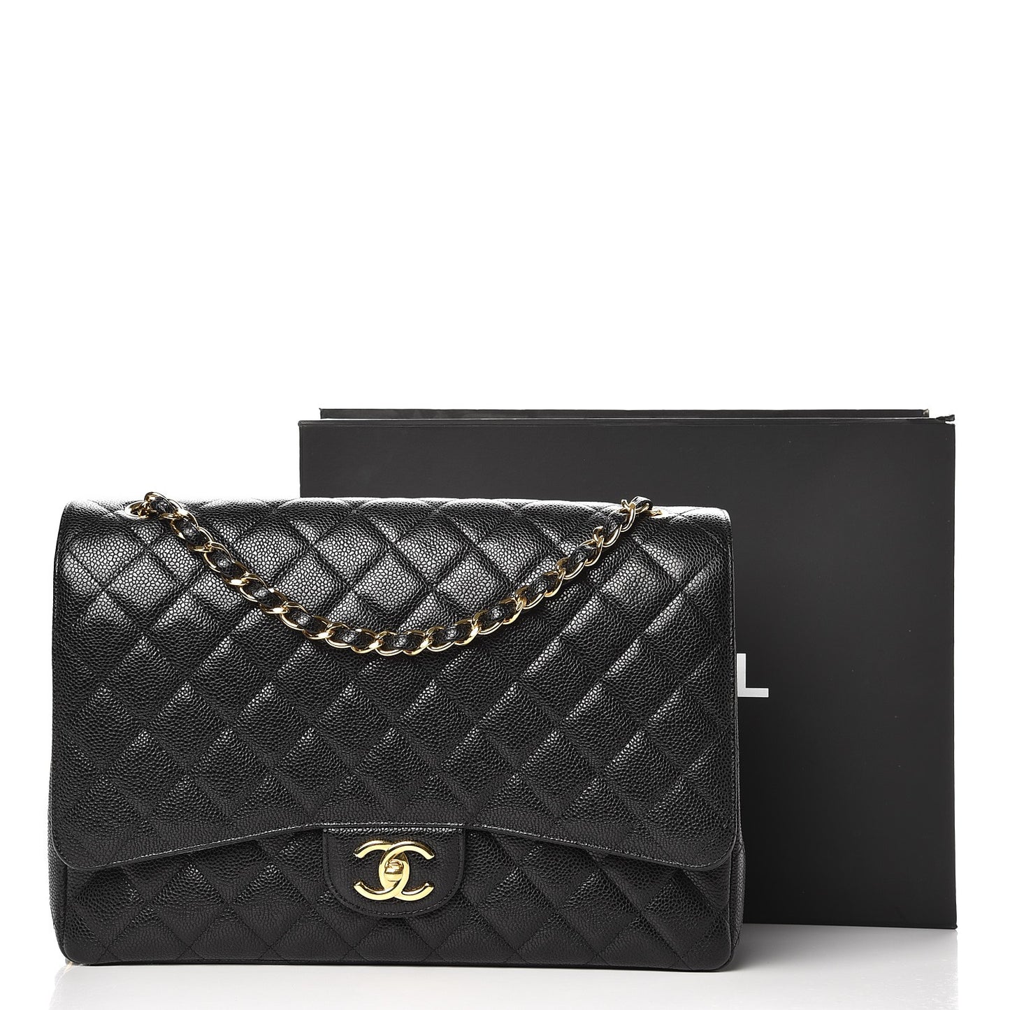 Caviar Quilted Maxi Double Flap Black