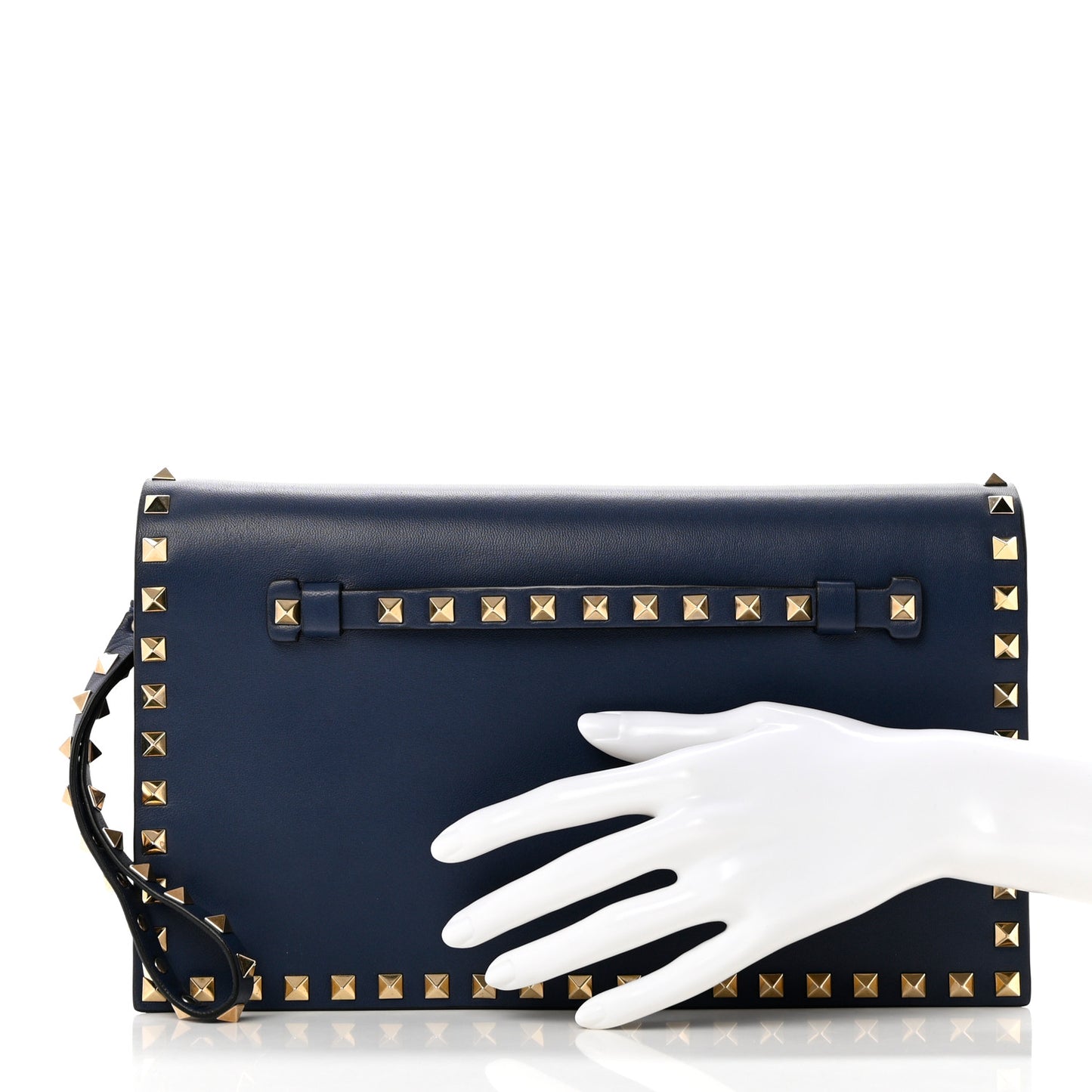 Nappa Rockstud Wristlet Clutch Indigo