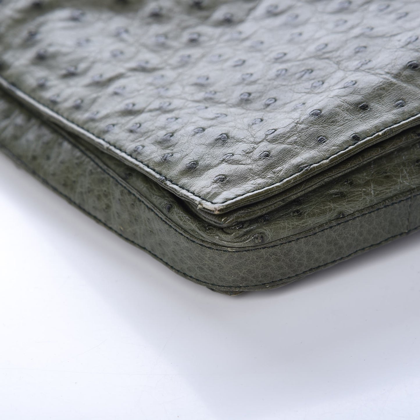 Ostrich Drawstring Flamenco Shoulder Bag Green