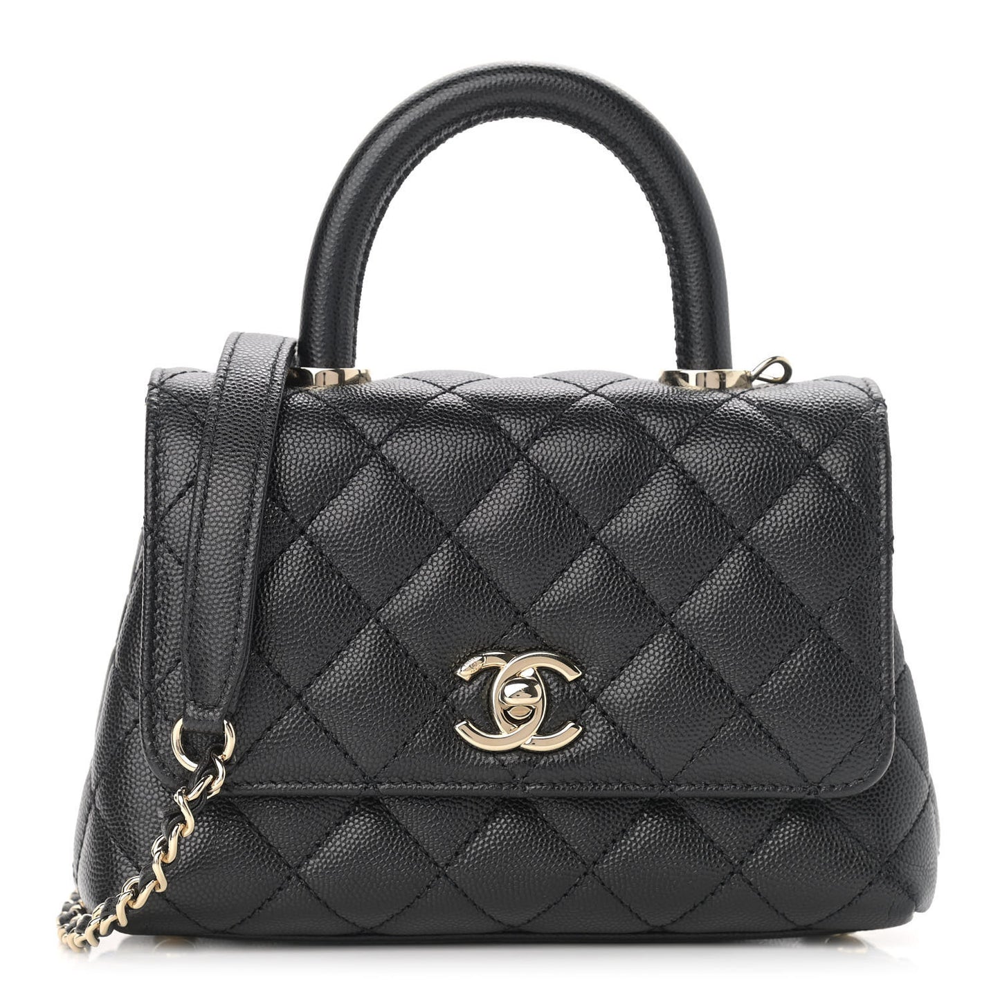 Caviar Quilted Extra Mini Coco Handle Flap Black