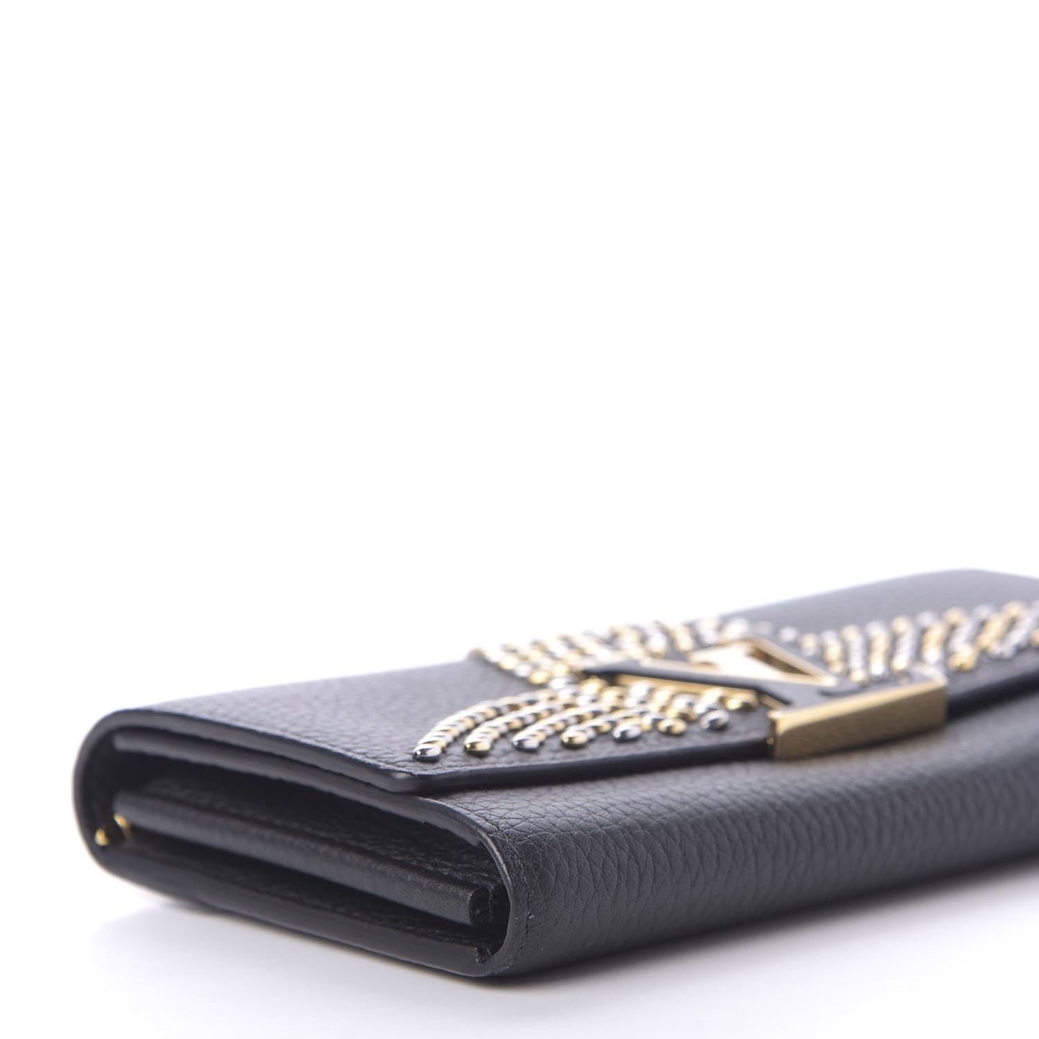 Louis Vuitton Taurillon Studded Fleur de Lys Capucines Wallet Black 6 of 8