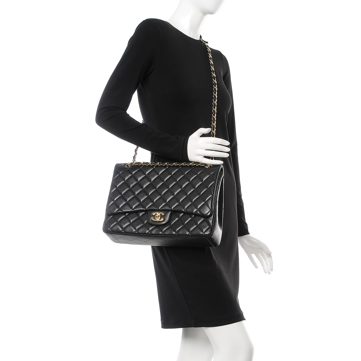 Chanel Lambskin Quilted Maxi Single Flap Black 1 of 8