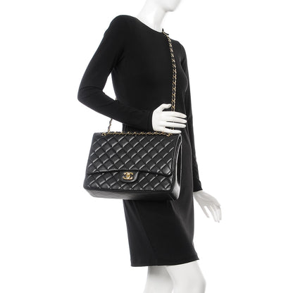 Chanel Lambskin Quilted Maxi Single Flap Black 1 of 8