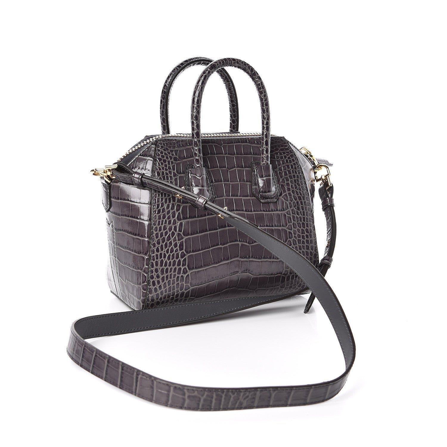 Givenchy Calfskin Crocodile Embossed Mini Antigona Storm Grey 3 of 10