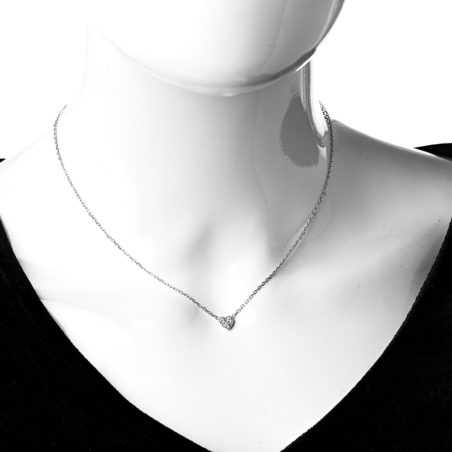 Cartier 18K White Gold Diamond Heart Pendant Necklace 2 of 5