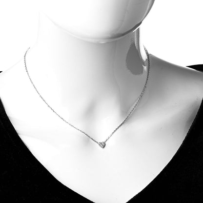 Cartier 18K White Gold Diamond Heart Pendant Necklace 2 of 5