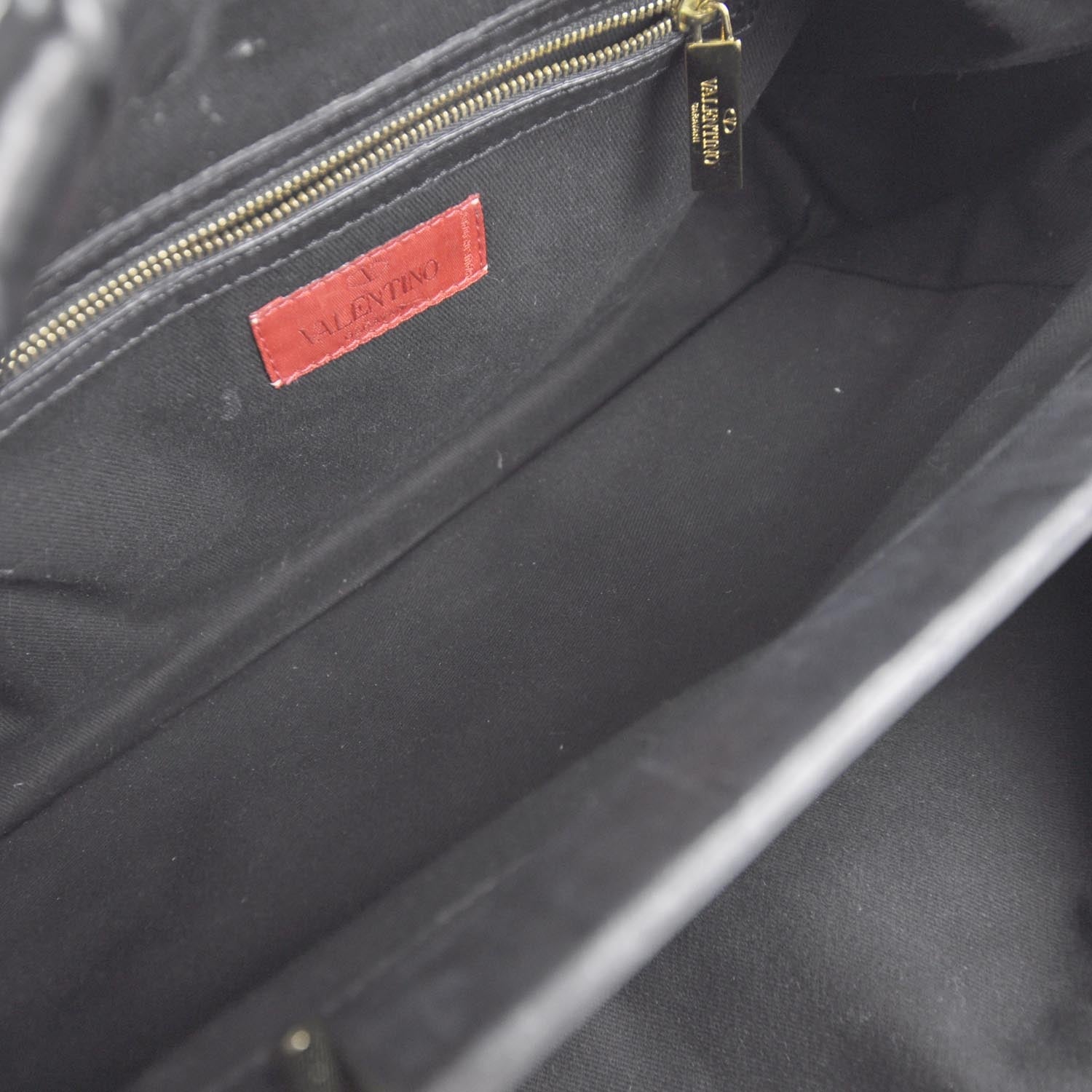 Valentino Garavani Nappa Leather Jardin Rose Framed Duffel Black 6 of 9