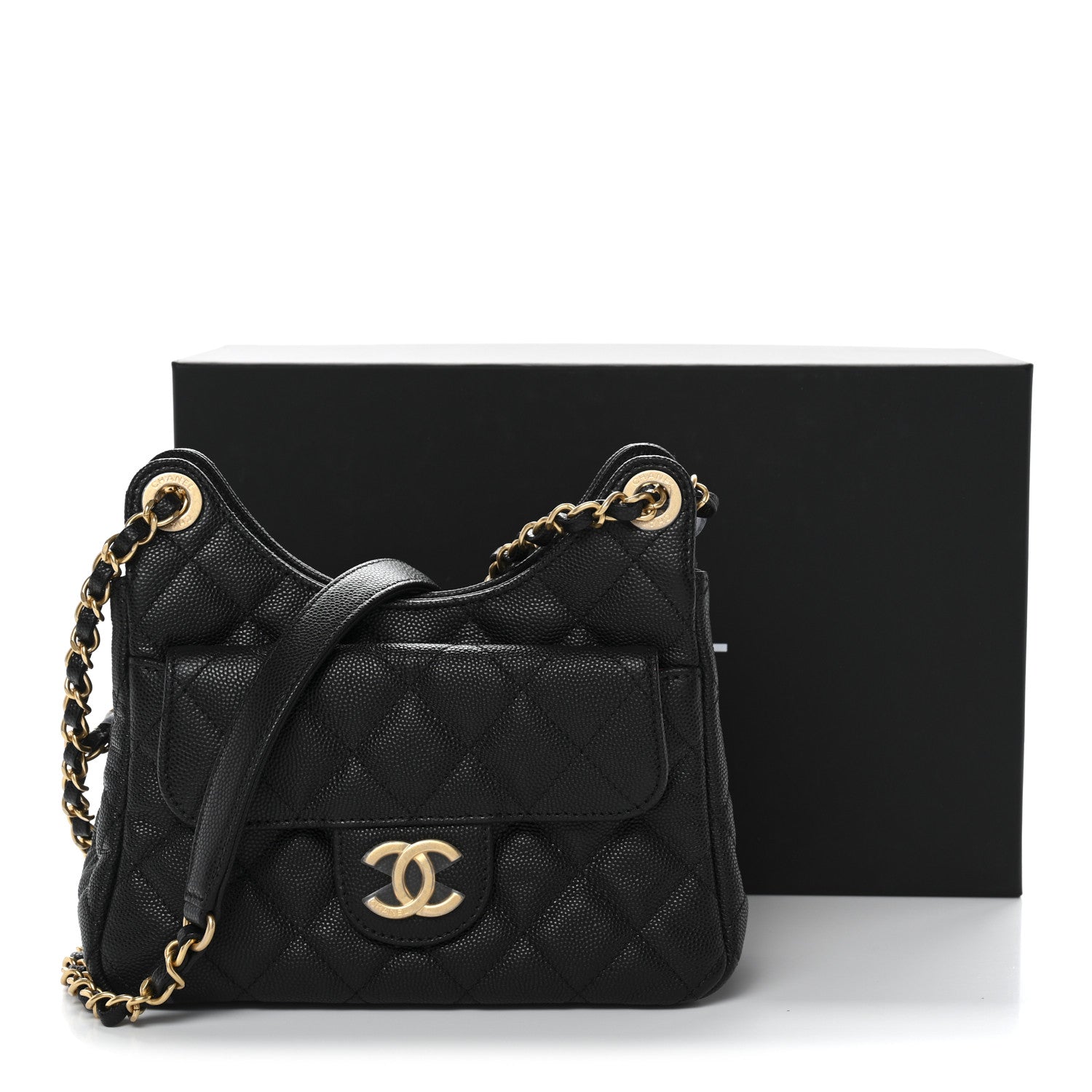 Chanel Caviar Quilted Small Wavy CC Hobo Black 10 of 10