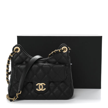 Chanel Caviar Quilted Small Wavy CC Hobo Black 10 of 10