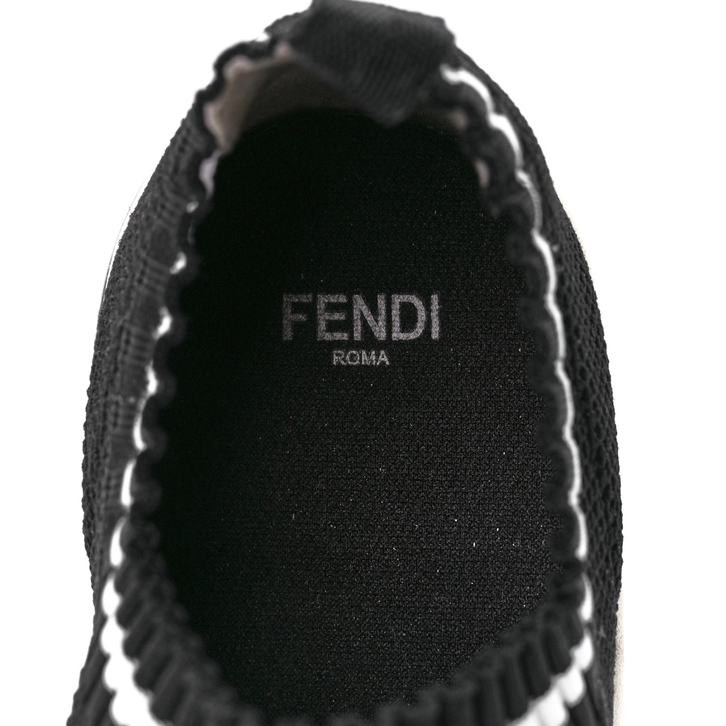 Stretch Knit Jacquard FF Lace-Up Sock Sneakers 37 Tobacco Black
