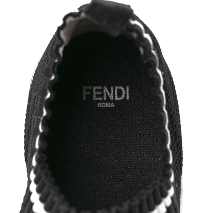 Fendi Stretch Knit Jacquard FF Lace-Up Sock Sneakers 37 Tobacco Black 7 of 7