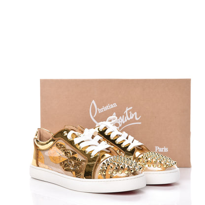 Christian Louboutin Ruban Calfskin Mens Seavaste Flat Sneakers 44 Gold 9 of 9