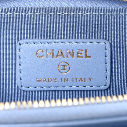 Chanel Lambskin Quilted Compact Zipped Wallet Light Blue 7 of 8