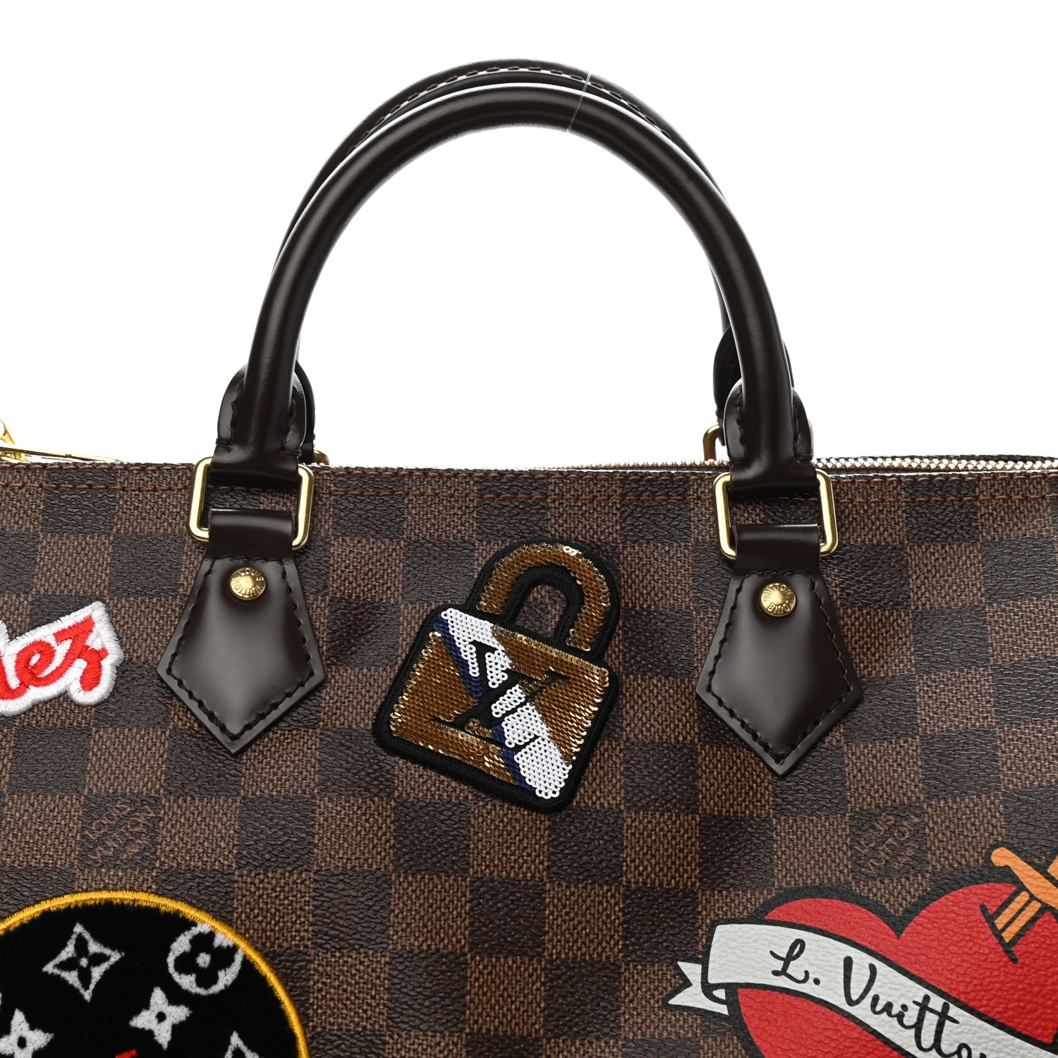 Louis Vuitton Damier Ebene Patches Speedy Bandouliere 30 9 of 9