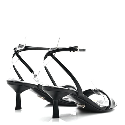 Prada Spazzolato Metal Triangle Logo Ankle Strap 55mm Sandals 37 Black 4 of 8