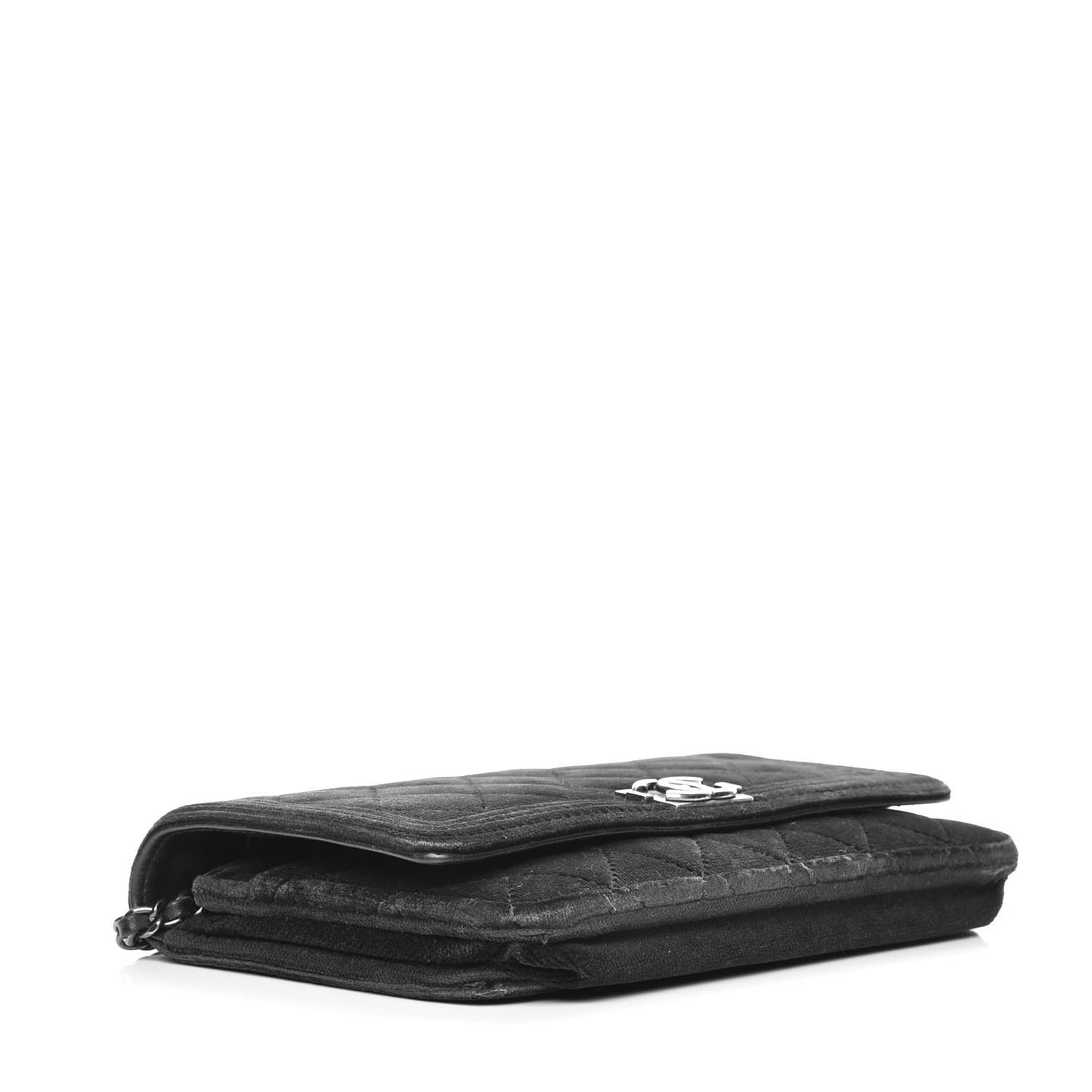 Velvet Quilted Boy Wallet On Chain WOC Black