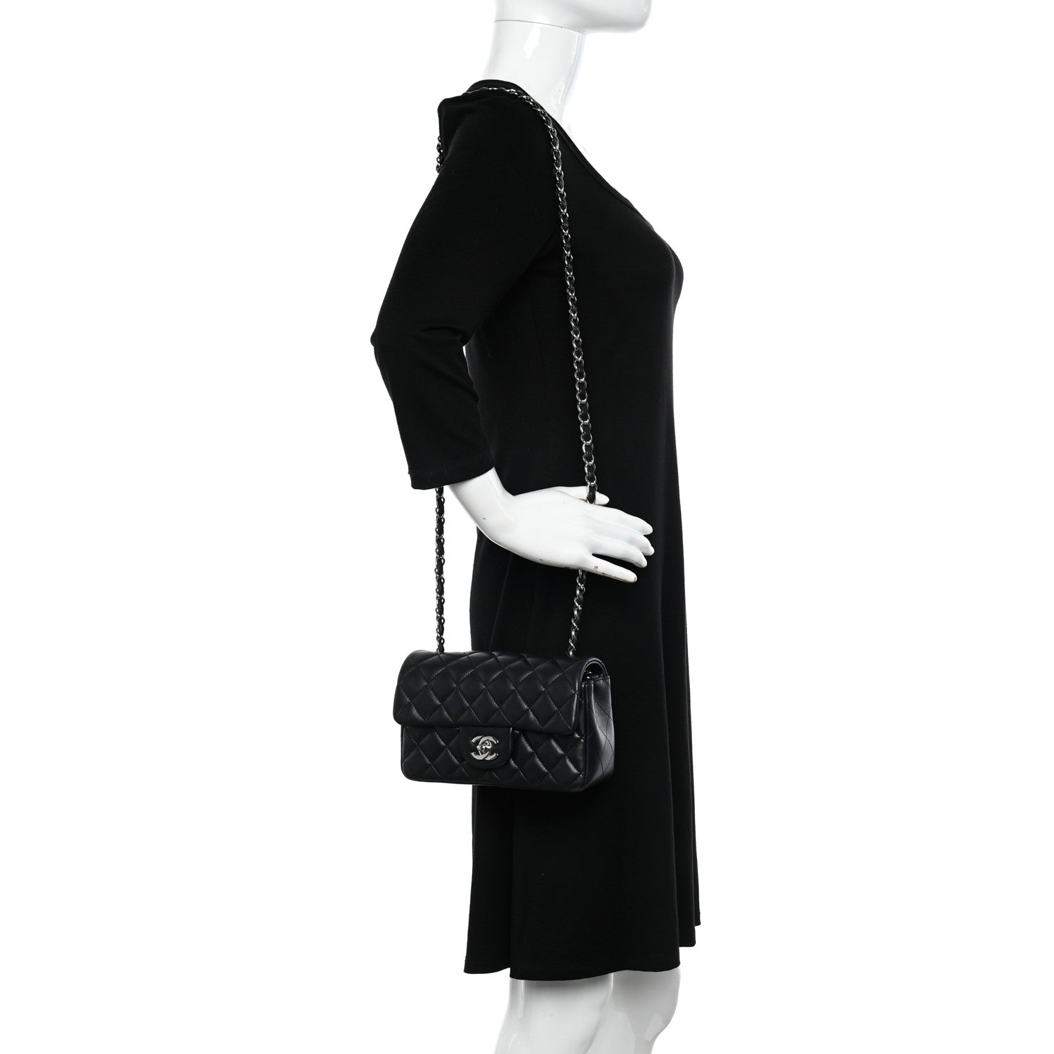 Chanel Lambskin Quilted Mini Rectangular Flap Black 2 of 10