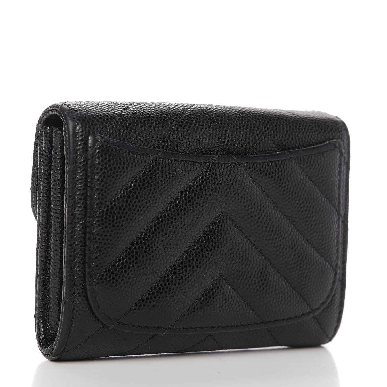 Chanel Caviar Chevron Quilted Card Holder Wallet Black 3 of 7