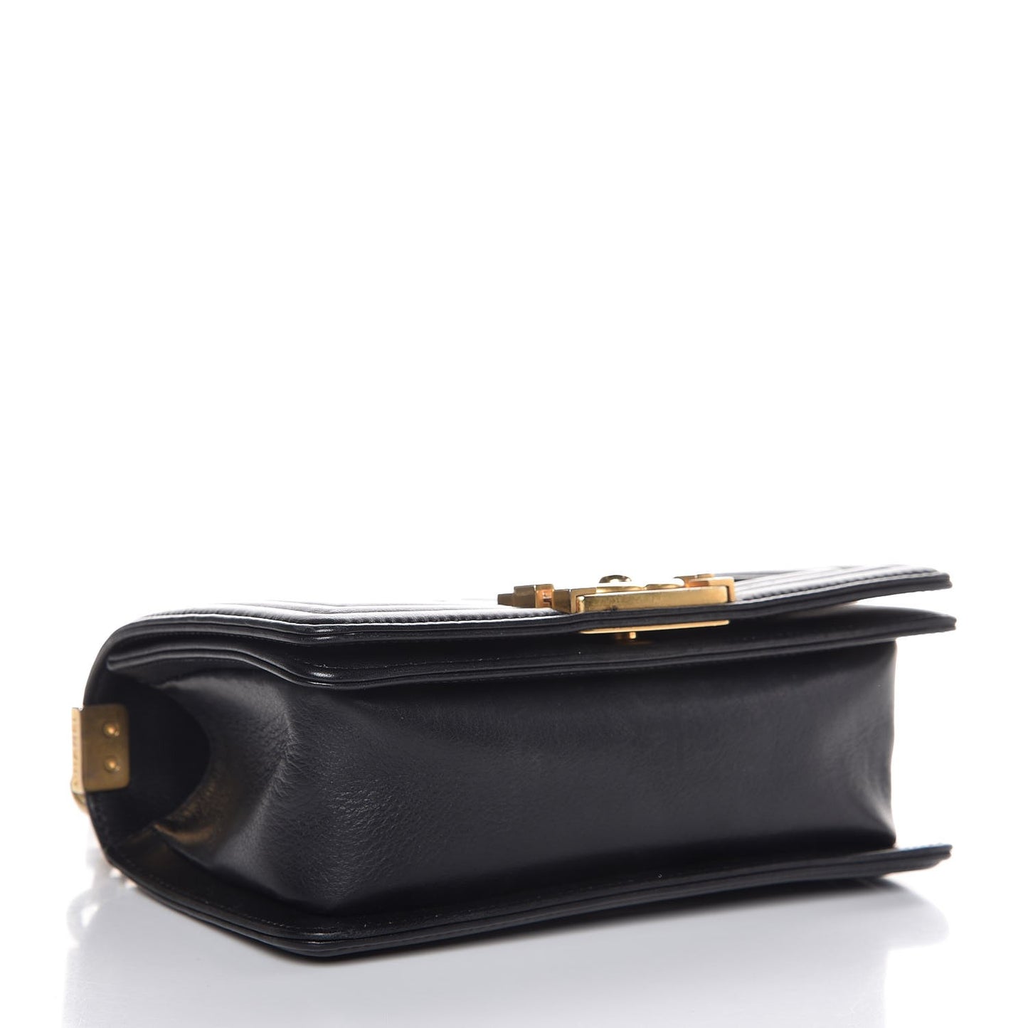 Calfskin Quilted Small Boy Flap Black